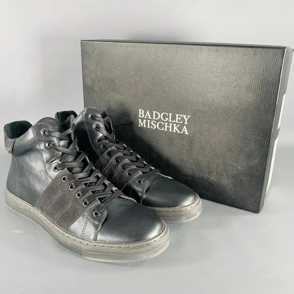 BADGLEY MISCHKA Size 10 Teddy Black Leather Sneakers